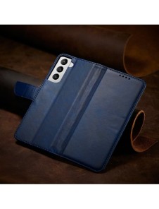 Magnet Case elegant bookcase type case with kickstand for Samsung Galaxy S21 FE blue