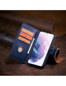 Magnet Case elegant bookcase type case with kickstand for Samsung Galaxy S21 FE blue