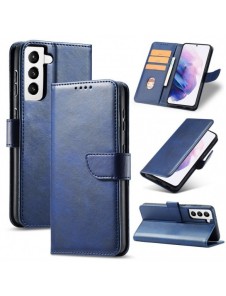 Magnet Case elegant bookcase type case with kickstand for Samsung Galaxy S21 FE blue