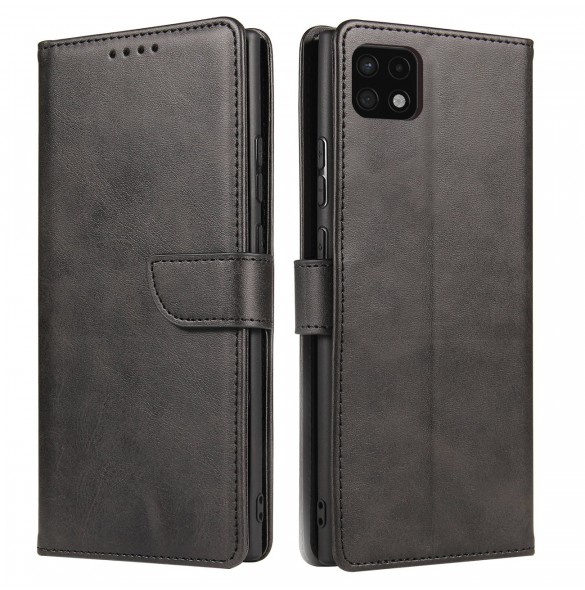 Magnet Case elegant bookcase type case with kickstand for Samsung Galaxy A22 5G black