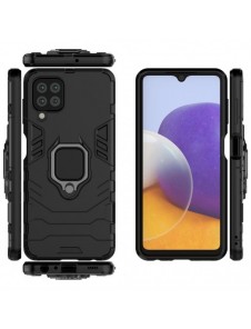 Ring Armor Case Kickstand Tough Rugged Cover for Samsung Galaxy A22 4G black