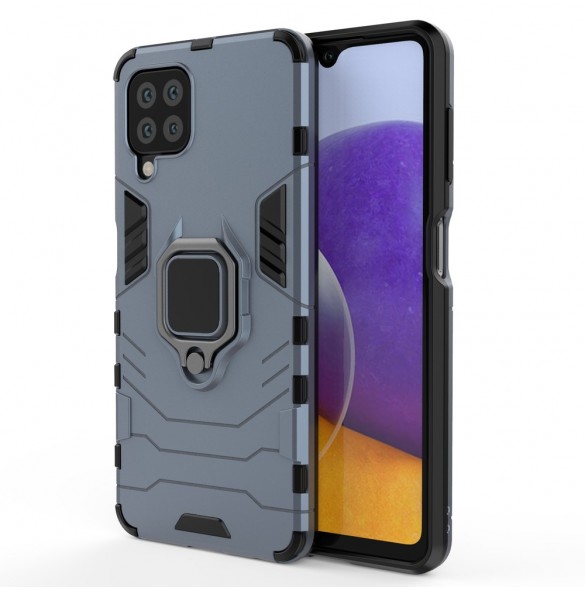 Ring Armor Case Kickstand Tough Rugged Cover for Samsung Galaxy A22 4G blue