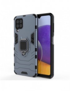 Ring Armor Case Kickstand Tough Rugged Cover for Samsung Galaxy A22 4G blue