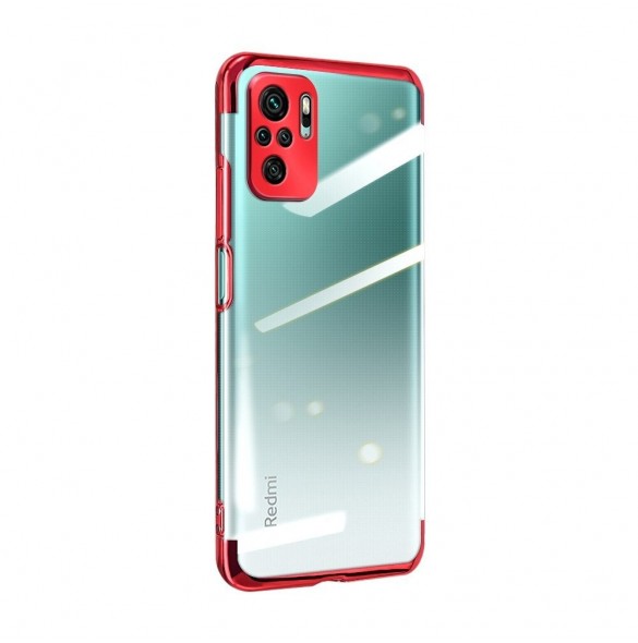 Clear Color Case Gel TPU Electroplating frame Cover for Xiaomi Redmi Note 10 5G / Poco M3 Pro red