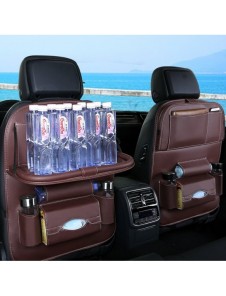 Car organizer for the seat foldable shelf mini car table black