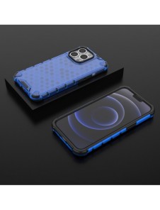 Honeycomb Case armor cover with TPU Bumper for iPhone 13 Pro blue