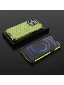 Honeycomb Case armor cover with TPU Bumper for iPhone 13 Pro green