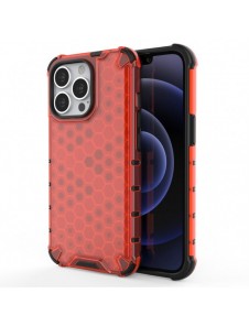 Honeycomb Case armor cover with TPU Bumper for iPhone 13 Pro red