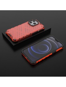 Honeycomb Case armor cover with TPU Bumper for iPhone 13 Pro red