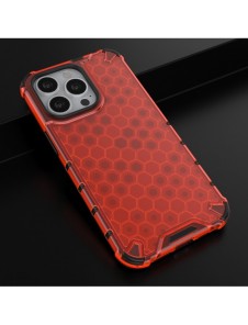 Honeycomb Case armor cover with TPU Bumper for iPhone 13 Pro red