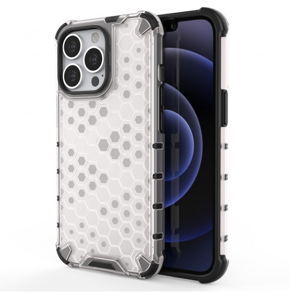 Honeycomb Case armor cover with TPU Bumper for iPhone 13 Pro transparent