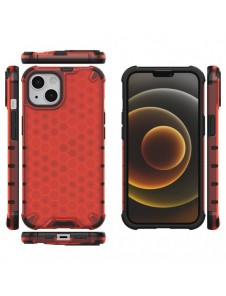 Honeycomb Case armor cover with TPU Bumper for iPhone 13 red