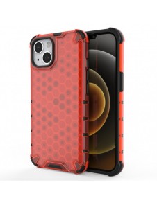 Honeycomb Case armor cover with TPU Bumper for iPhone 13 red