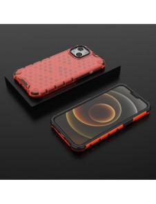 Honeycomb Case armor cover with TPU Bumper for iPhone 13 red