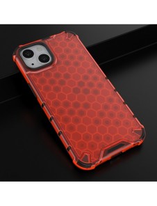 Honeycomb Case armor cover with TPU Bumper for iPhone 13 red