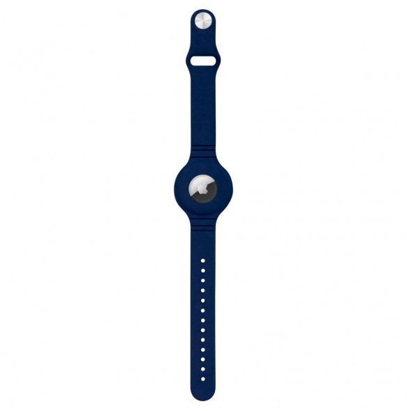 Silicone elastic case wristband wrist pendant case for Apple AirTag locator navy blue
