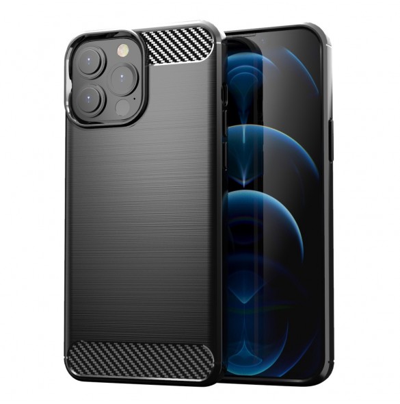 Carbon Case Flexible Cover TPU Case for iPhone 13 Pro Max black