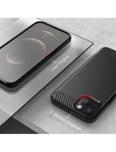 Carbon Case Flexible Cover TPU Case for iPhone 13 mini black