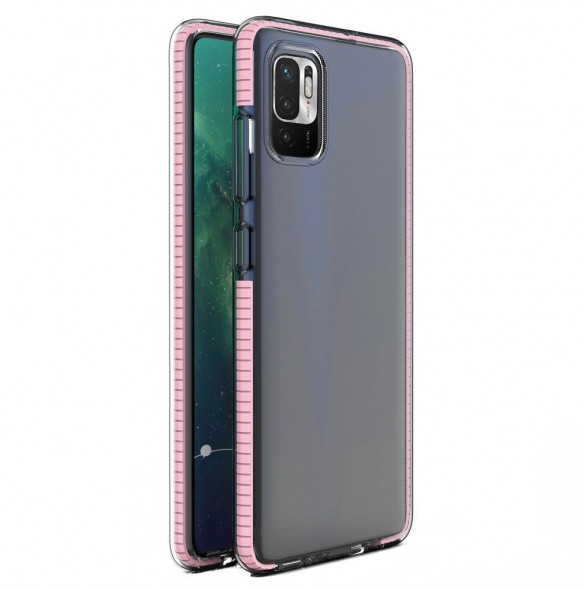 Spring Case clear TPU gel protective cover with colorful frame for Xiaomi Redmi Note 10 5G / Poco M3 Pro light pink