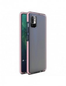 Spring Case clear TPU gel protective cover with colorful frame for Xiaomi Redmi Note 10 5G / Poco M3 Pro light pink