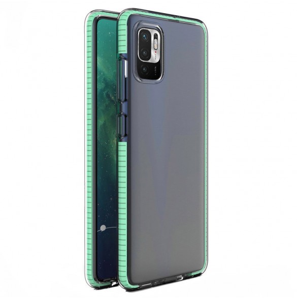 Spring Case clear TPU gel protective cover with colorful frame for Xiaomi Redmi Note 10 5G / Poco M3 Pro mint