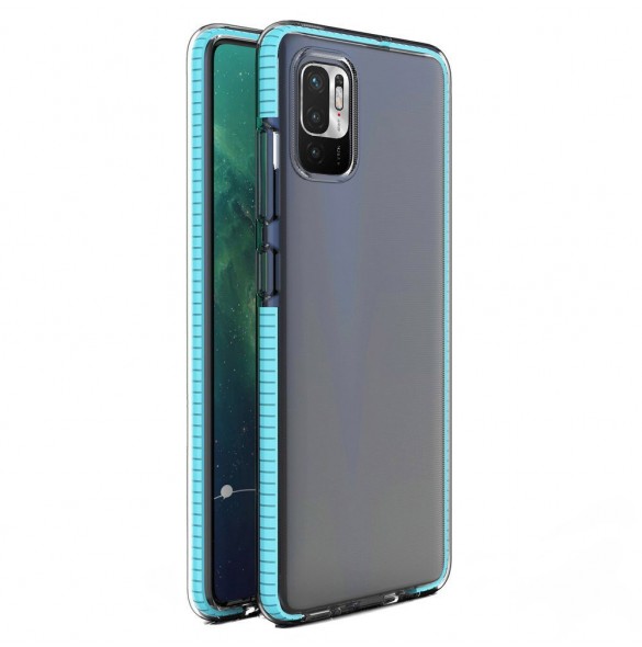 Spring Case clear TPU gel protective cover with colorful frame for Xiaomi Redmi Note 10 5G / Poco M3 Pro light blue
