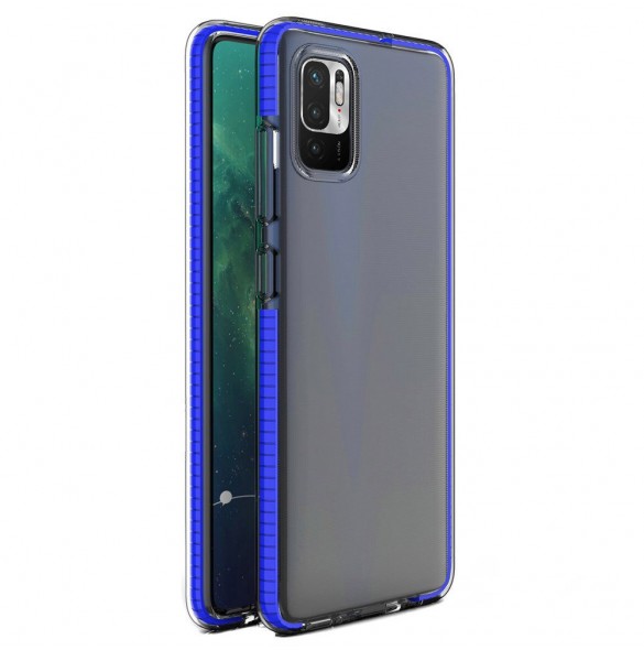 Spring Case clear TPU gel protective cover with colorful frame for Xiaomi Redmi Note 10 5G / Poco M3 Pro dark blue