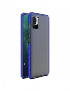 Spring Case clear TPU gel protective cover with colorful frame for Xiaomi Redmi Note 10 5G / Poco M3 Pro dark blue