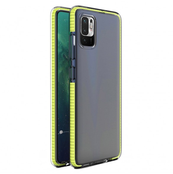 Spring Case clear TPU gel protective cover with colorful frame for Xiaomi Redmi Note 10 5G / Poco M3 Pro yellow
