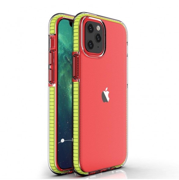 Spring Case clear TPU gel protective cover with colorful frame for iPhone 13 Pro Max yellow