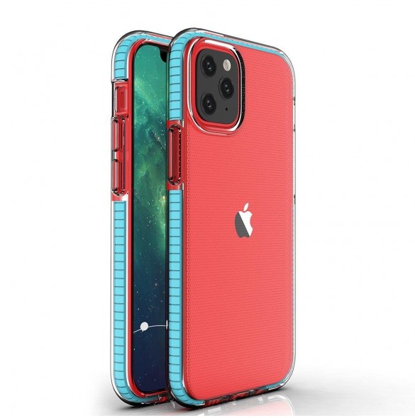 Spring Case clear TPU gel protective cover with colorful frame for iPhone 13 Pro light blue