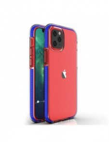 Spring Case clear TPU gel protective cover with colorful frame for iPhone 13 Pro dark blue