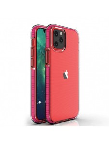 Spring Case clear TPU gel protective cover with colorful frame for iPhone 13 mini light pink