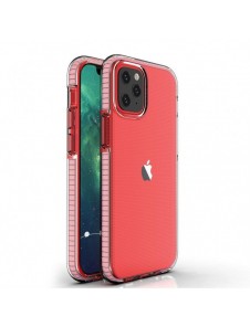 Spring Case clear TPU gel protective cover with colorful frame for iPhone 13 mini light pink