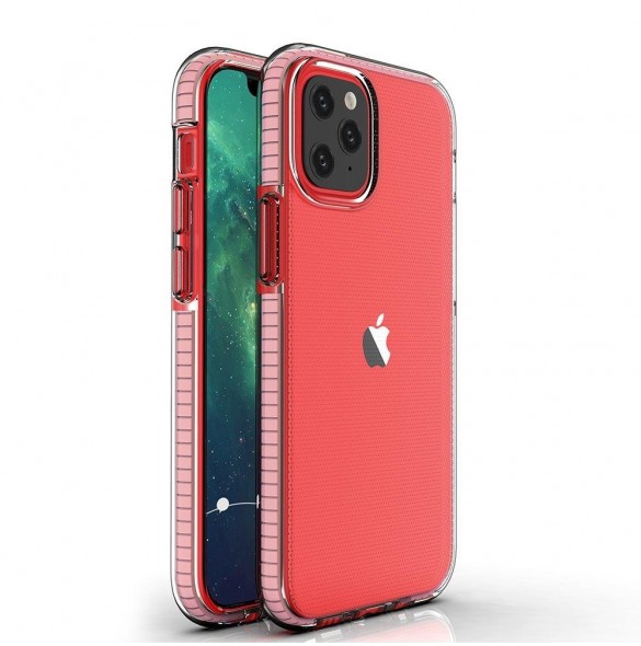Spring Case clear TPU gel protective cover with colorful frame for iPhone 13 mini light pink