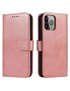 Magnet Case elegant bookcase type case with kickstand for iPhone 13 Pro pink