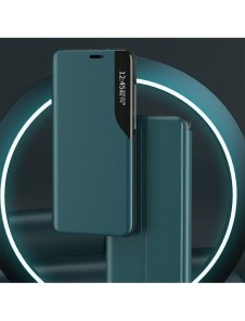 Eco Leather View Case elegant bookcase type case with kickstand for iPhone 13 Pro blue