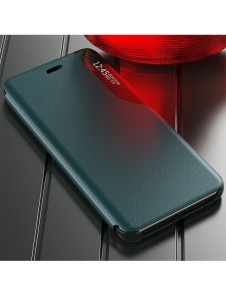Eco Leather View Case elegant bookcase type case with kickstand for iPhone 13 Pro blue