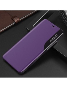 Eco Leather View Case elegant bookcase type case with kickstand for iPhone 13 Pro purple