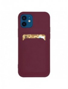Kortfodral Silikonplånboksfodral med kortplatsdokument för iPhone 11 Pro Burgundy
