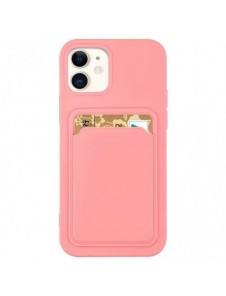 Kortfodral Silikonplånbok med kortplatsdokument för iPhone 12 rosa