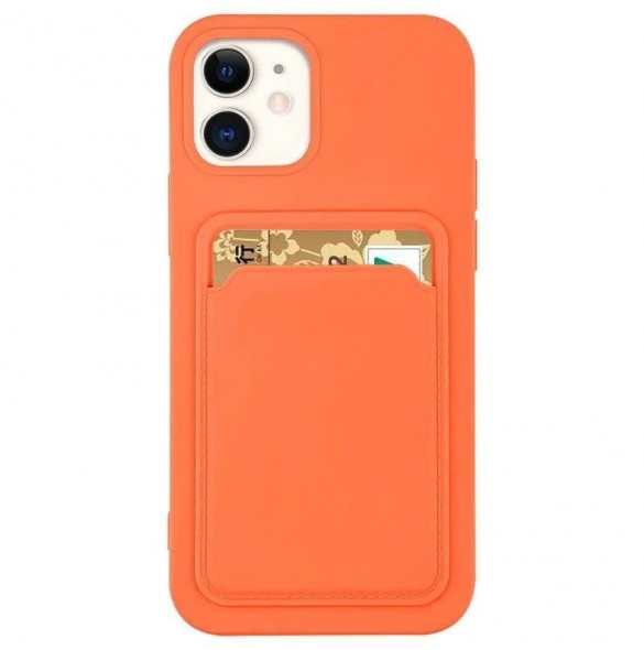 Kortfodral Silikonplånboksfodral med kortplatsdokument för iPhone 13 Pro Max Orange