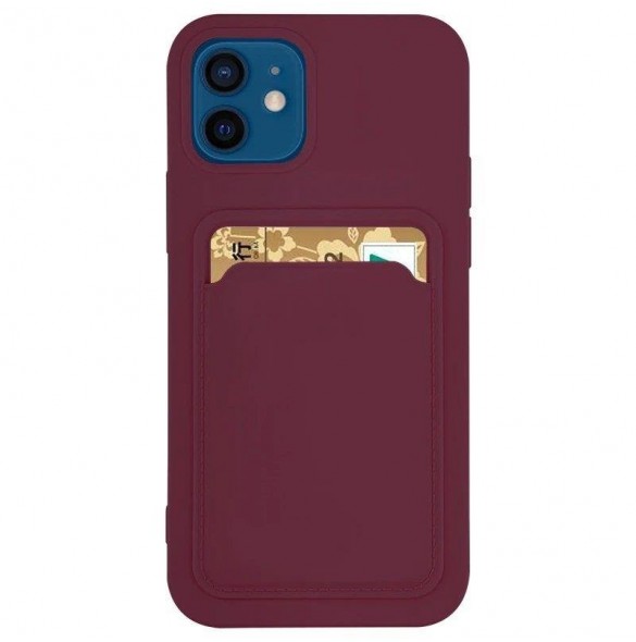 Kortfodral Silikonplånboksfodral med kortplatsdokument för Xiaomi Redmi 9 Burgundy