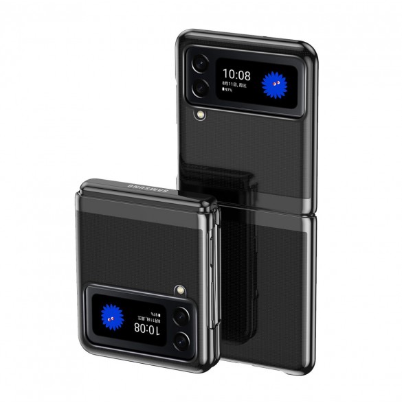 Plätering Fodral hårt fodral Galvanisering ram Skal till Samsung Galaxy Z Flip 3 svart