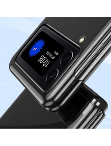 Plätering Fodral hårt fodral Galvanisering ram Skal till Samsung Galaxy Z Flip 3 svart