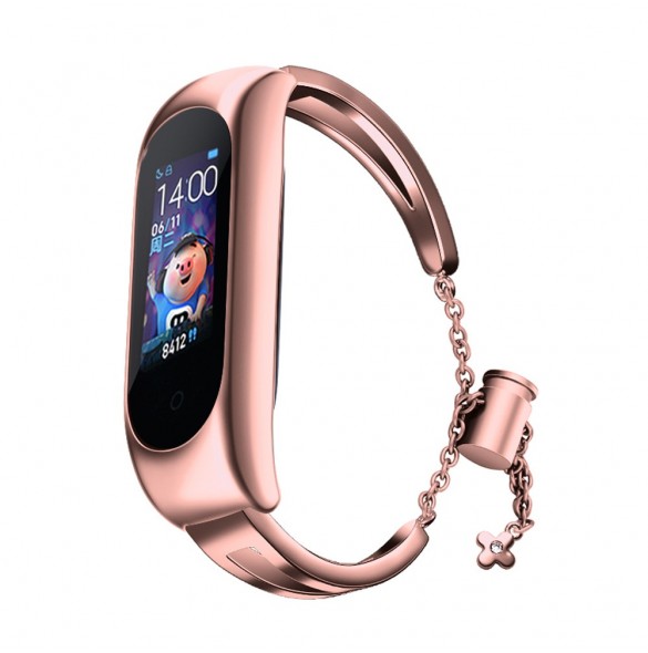 Ersättningsarmbandsarmband i metall för Xiaomi Mi Band 6/5/4/3 rosa
