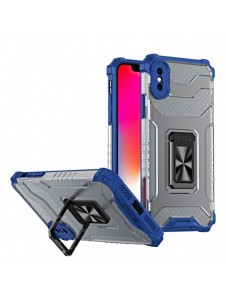 Crystal Ring Case Kickstand Tough Rugged Cover för iPhone XS Max blå