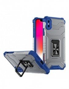 Crystal Ring Case Kickstand Tough Rugged Cover för iPhone XS Max blå