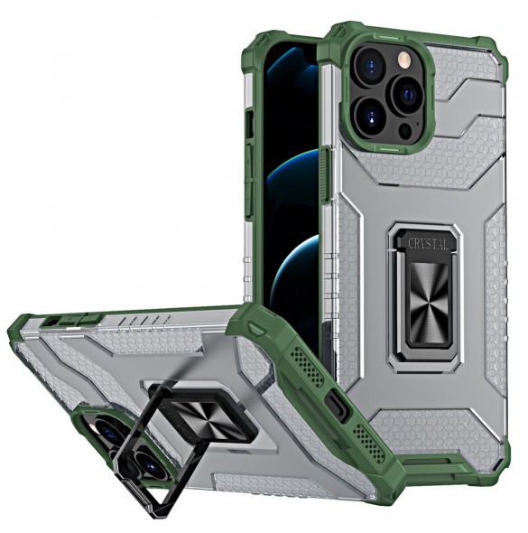 Crystal Ring Case Kickstand Tough Rugged Cover för iPhone 11 Pro Max grön