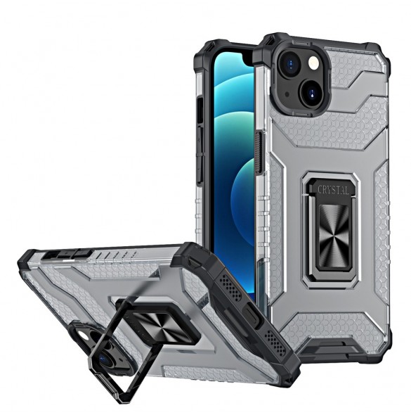 Crystal Ring Case Kickstand Tough Rugged Cover för iPhone 12 mini svart